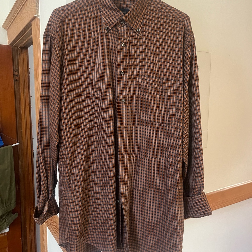 Classic Brown Checkered Men's Dress Shirt